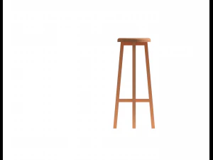 Wooden Round Bar Stool 3D Model