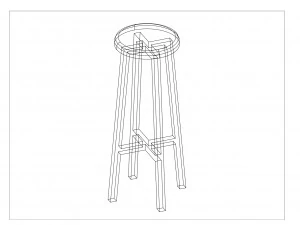 Wooden Round Bar Stool 3D Model