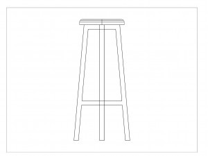 Wooden Round Bar Stool 3D Model