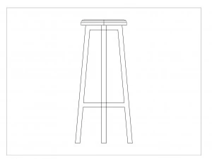 Wooden Round Bar Stool 3D Model