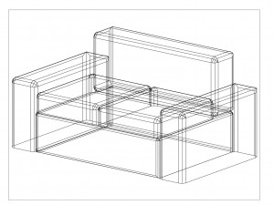 Grey Dual Seat Sofa 3Dモデル