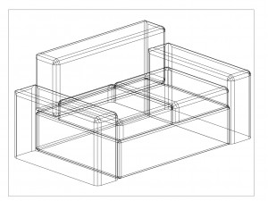 Grey Dual Seat Sofa 3Dモデル