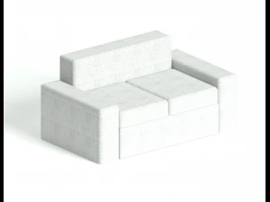 Divano grigio a due posti Modello 3D