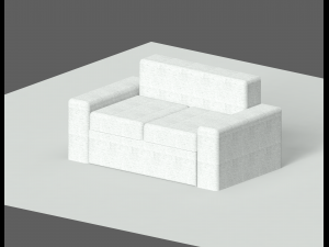Grey Dual Seat Sofa 3Dモデル