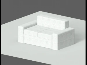Grey Dual Seat Sofa 3D Model