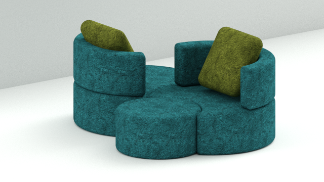 Modern 3 Round Seats Sofa 3D 模型 .c4d .max .obj .3ds .fbx .stl .blend