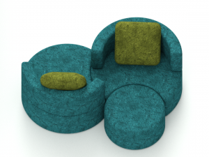 Modern 3 Round Seats Sofa 3D 模型