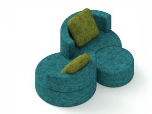 Modern 3 Round Seats Sofa 3D 模型