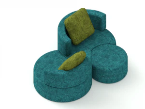 Modern 3 Round Seats Sofa 3D Model