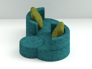 Modern 3 Round Seats Sofa 3D 模型