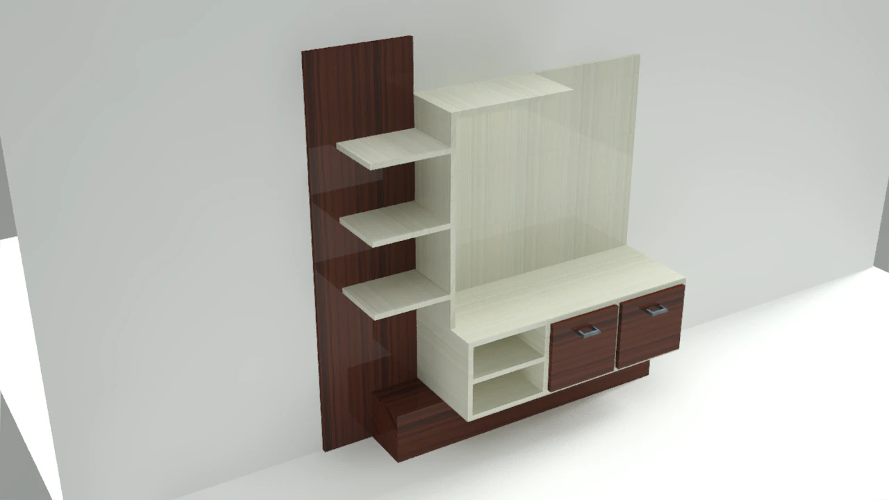 LCD TV Showcase Shelves Drawer 3D Model .c4d .max .obj .3ds .fbx .stl .blend 