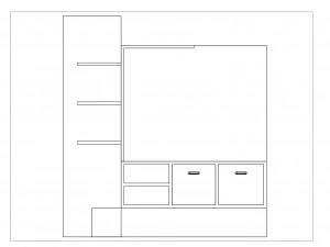 LCD TV Showcase Shelves Drawer 3D Model