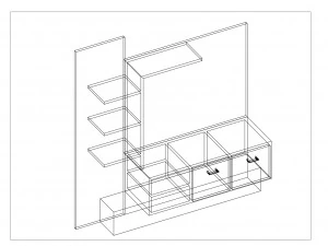 LCD TV Showcase Shelves Drawer 3D Model