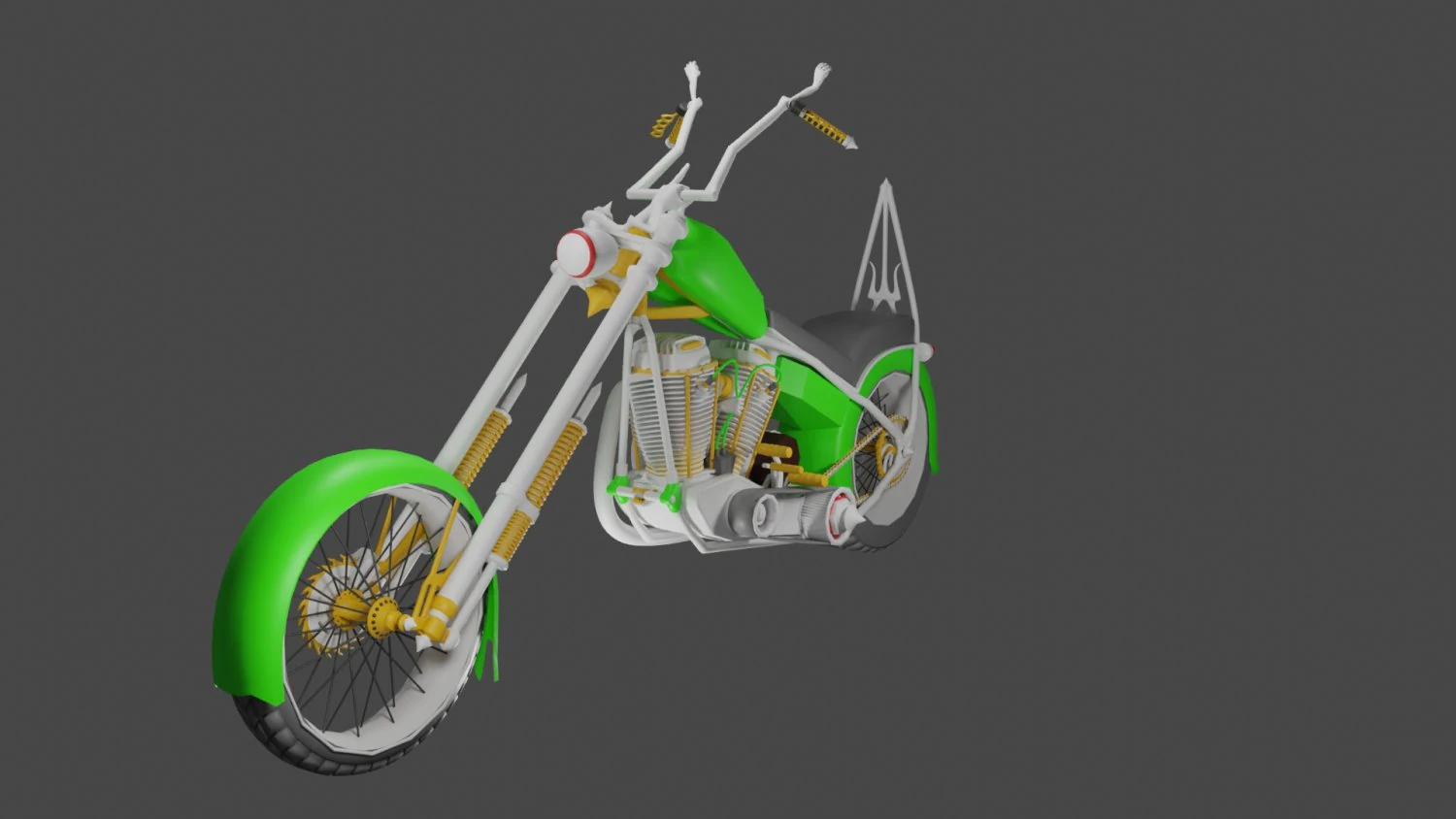 Chopper Motorcycle 3D Model .c4d .max .obj .3ds .fbx .stl .blend 