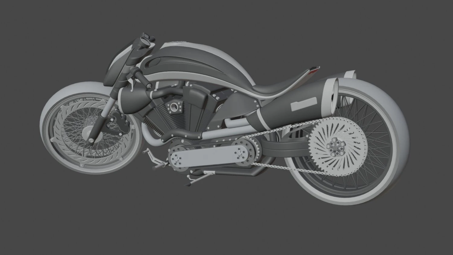 Chopper Motorcycle 3D Model .c4d .max .obj .3ds .fbx .stl .blend 