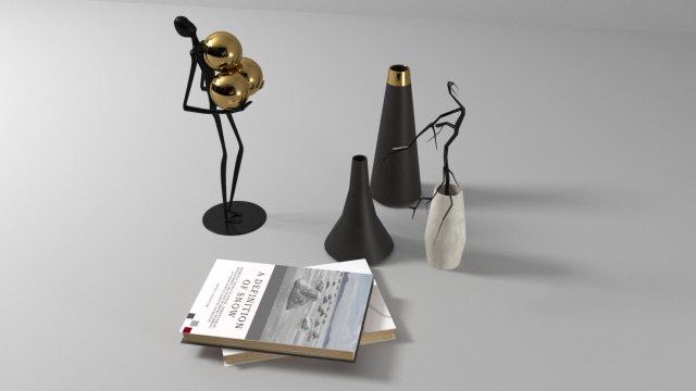 GoldMan decorative set for ofise 3D 模型 .c4d .max .obj .3ds .fbx .stl .blend 