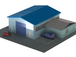 Workshop with office 3D Model