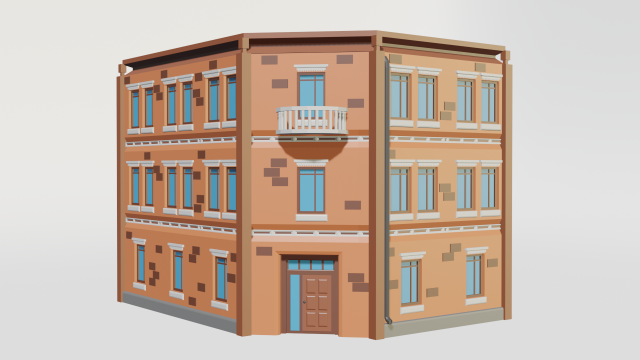 Low-poly three-storey house 3D-Modell .c4d .max .obj .3ds .fbx .stl .blend 