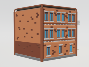 Low-poly three-storey house 3D-Modell