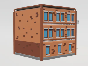 Low-poly three-storey house 3D Model