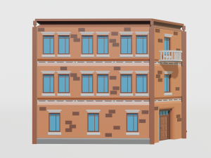 Low-poly three-storey house 3D-Modell