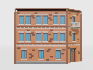 Low-poly three-storey house 3D Model