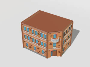 Low-poly three-storey house 3D-Modell