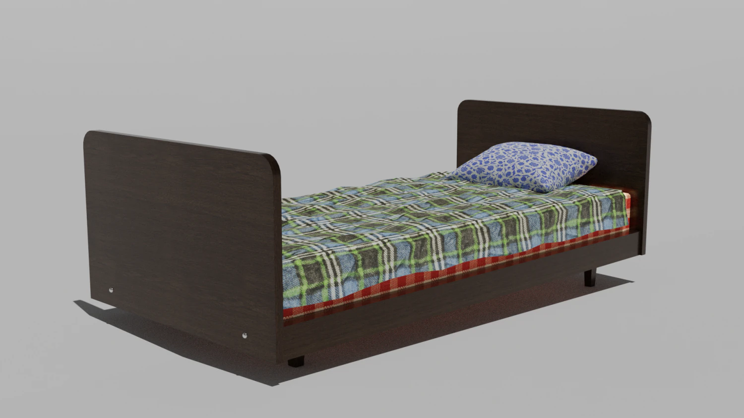 Letto in legno sovietico Modello 3D .c4d .max .obj .3ds .fbx .stl .blend 