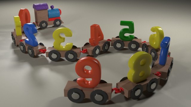 Childrens toy locomotive 3D Model .c4d .max .obj .3ds .fbx .stl .blend 