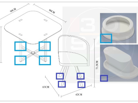 Rubber bands for chairs and table - dining room 3D 打印模型
