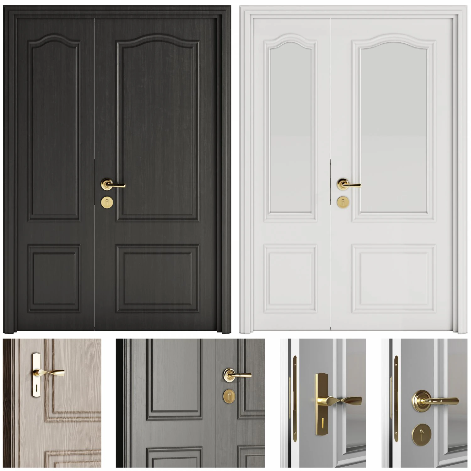 Set Classic Door 01 3D Model .c4d .max .obj .3ds .fbx .stl .blend 