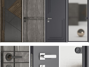 Set Modern Door 01 3D Model