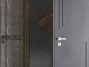 Set Modern Door 01 3D Model