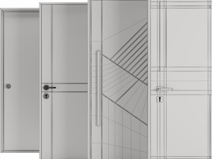 Set Modern Door 01 3D Model