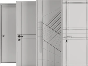 Set Modern Door 01 3D Model