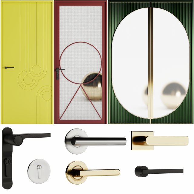 Set Modern Door 02 Modello 3D .c4d .max .obj .3ds .fbx .stl .blend 
