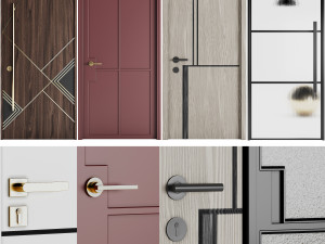 Set Modern Door 03 3D 모델