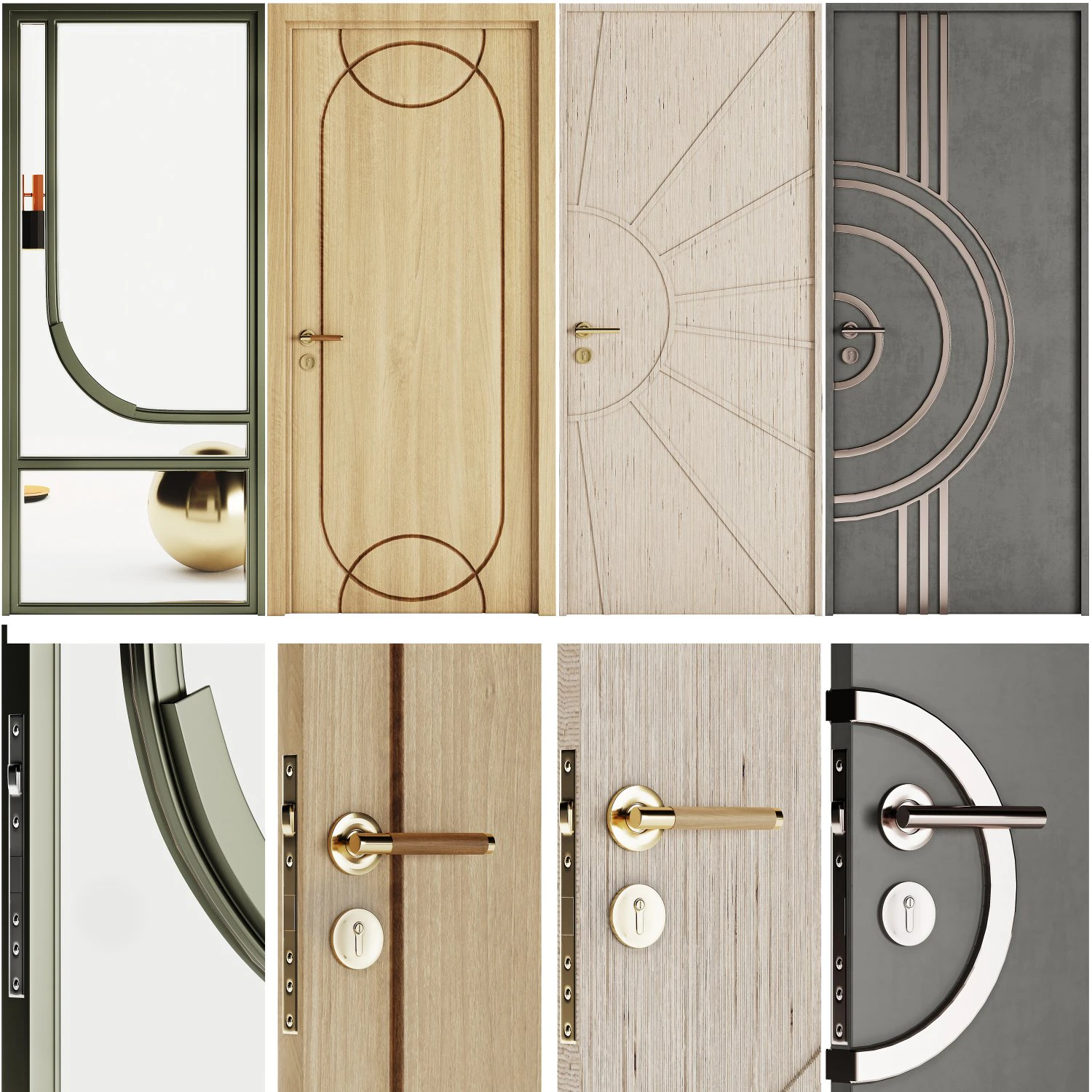 Set Modern Door 05 3D Model .c4d .max .obj .3ds .fbx .stl .blend 