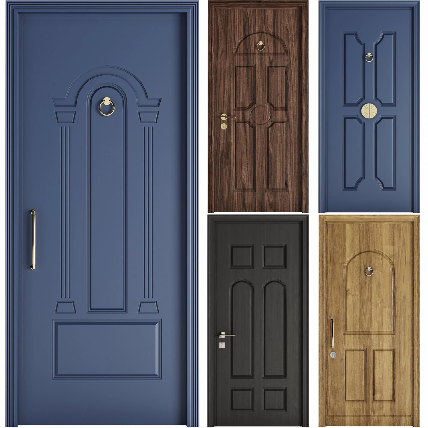 Set Classic Door 03 3D Model .c4d .max .obj .3ds .fbx .stl .blend 