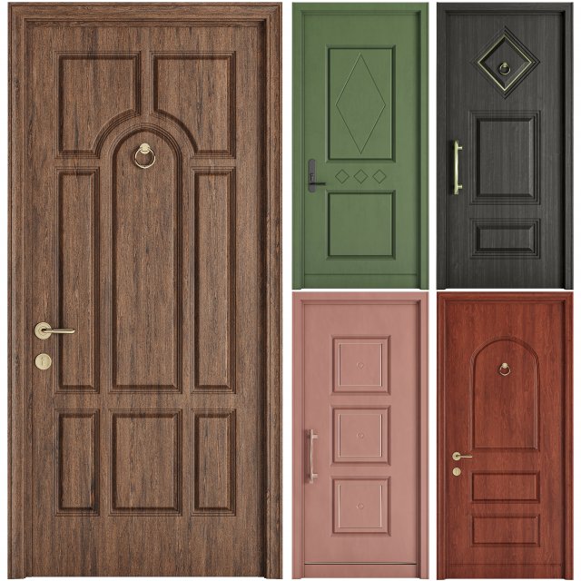 Set Classic Door 04 3D Model .c4d .max .obj .3ds .fbx .stl .blend 