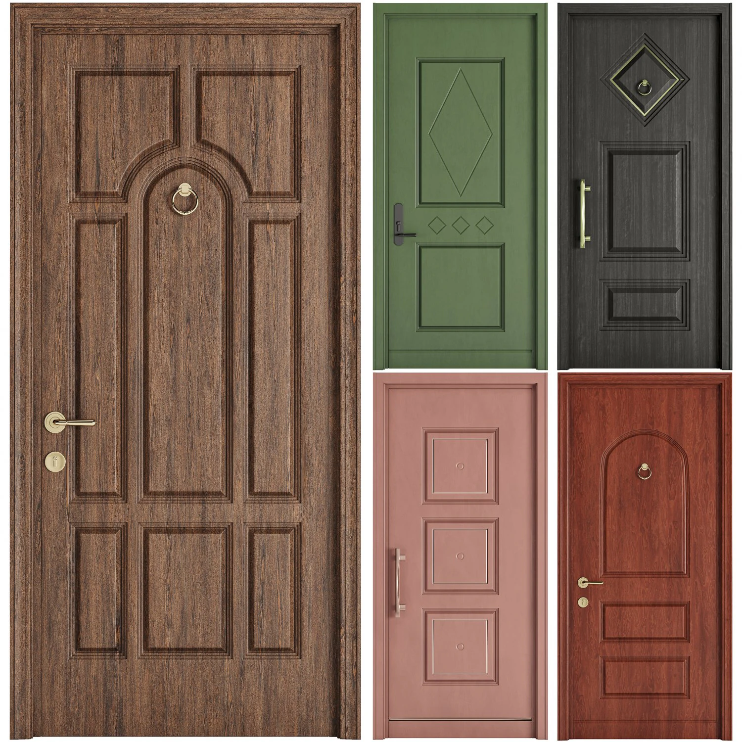 Set Classic Door 04 3D Model .c4d .max .obj .3ds .fbx .stl .blend 