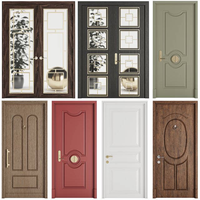 Set Classic Door 05 Modelo 3D .c4d .max .obj .3ds .fbx .stl .blend 