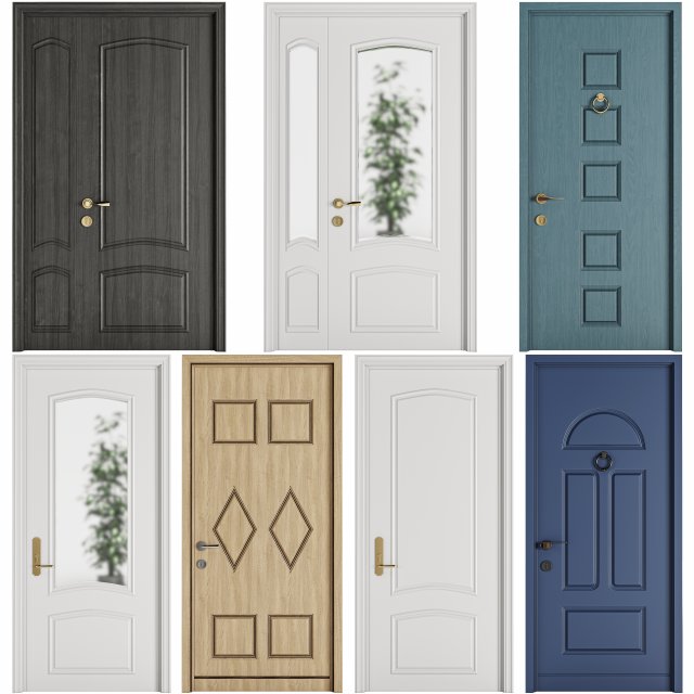 Set Classic Door 06 3D Model .c4d .max .obj .3ds .fbx .stl .blend