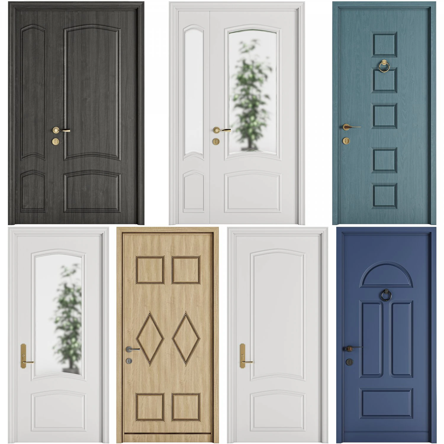 Set Classic Door 06 3D Model .c4d .max .obj .3ds .fbx .stl .blend 