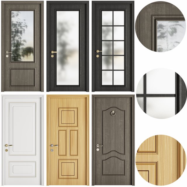 Set Classic Door 07 3D Model .c4d .max .obj .3ds .fbx .stl .blend 