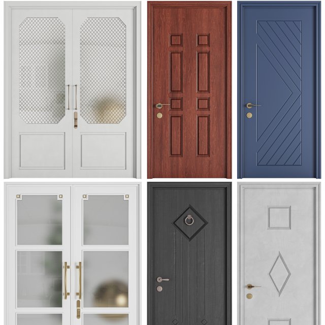 Set Classic Door 08 3D Модель .c4d .max .obj .3ds .fbx .stl .blend 