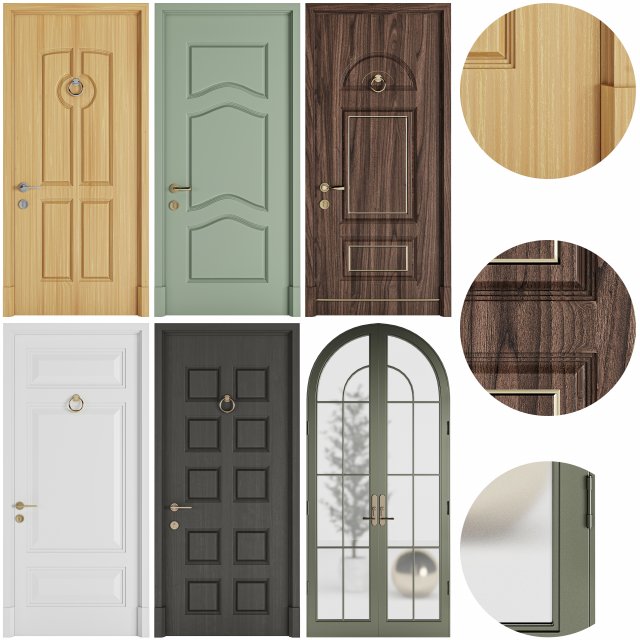Set Classic Door 10 3D Model .c4d .max .obj .3ds .fbx .stl .blend 
