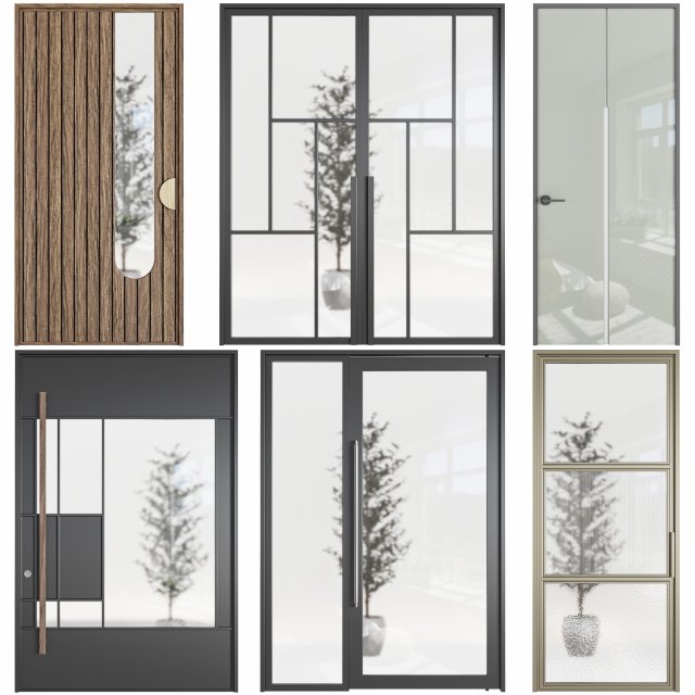Set Modern Door 06 3D Model .c4d .max .obj .3ds .fbx .stl .blend 
