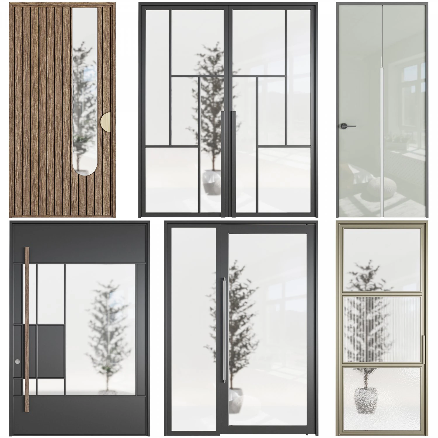 Set Modern Door 06 3D Model .c4d .max .obj .3ds .fbx .stl .blend 