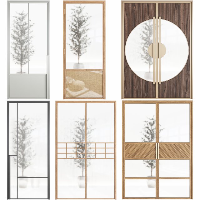Set Modern Door 07 3D 模型 .c4d .max .obj .3ds .fbx .stl .blend